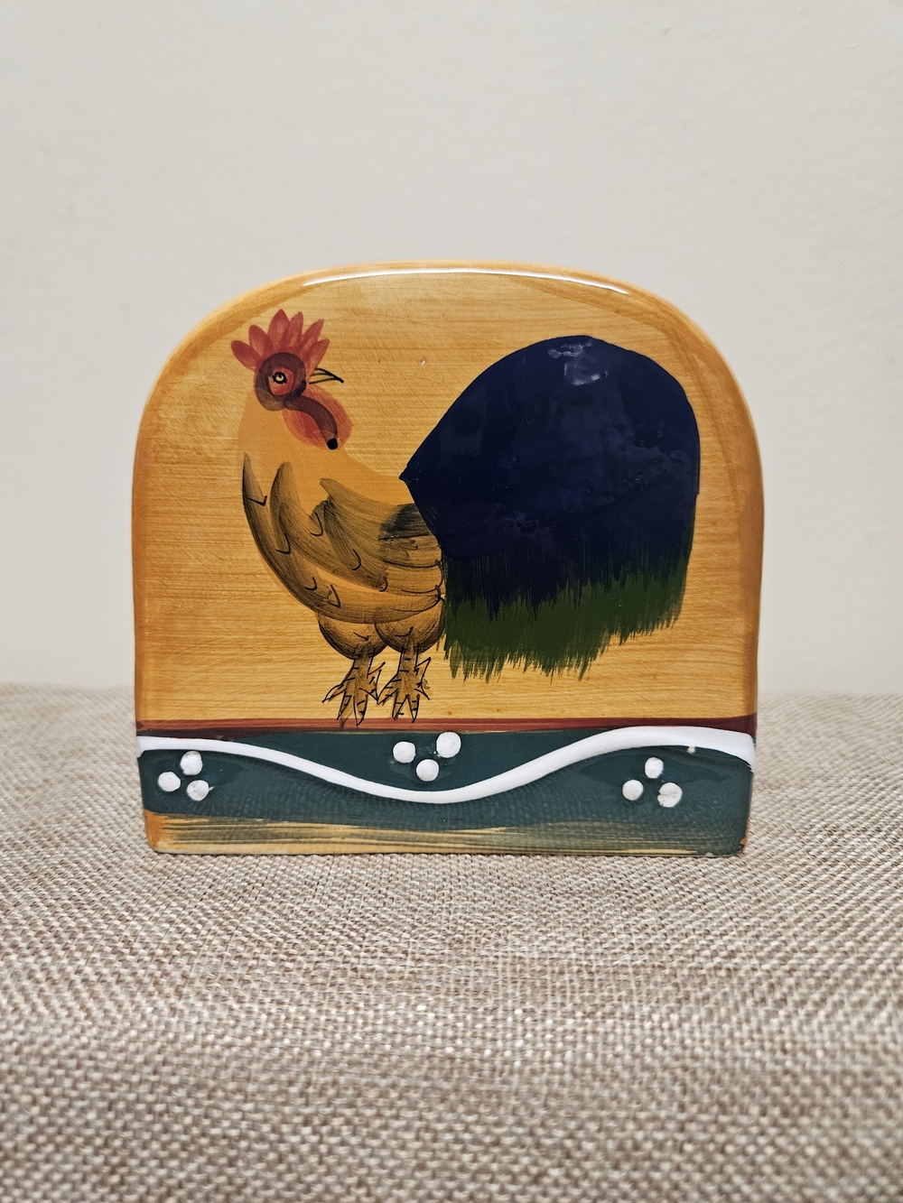 Giftco‎ "Country Rooster" Hand-Painted Napkin Holder